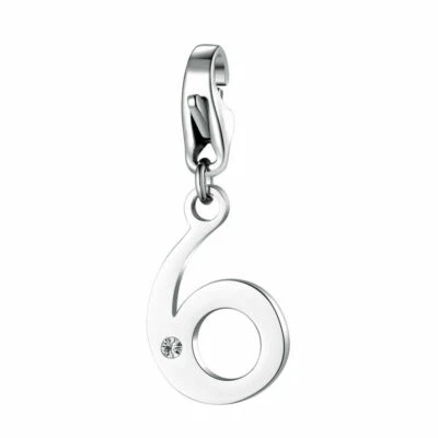 Sagapo Ciondolo Donna acciaio Numero 6 SHA237 charm per bracciale - Immagine 1 di 2