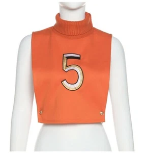 Women Letter Print Embroidery Turtleneck Button Crop Tank Top Streetwear Vest #T - Picture 1 of 12