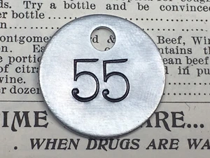 Number 55 Tag Aluminum Metal Numbered Keychain Stamped Token Fob Check - Picture 1 of 1