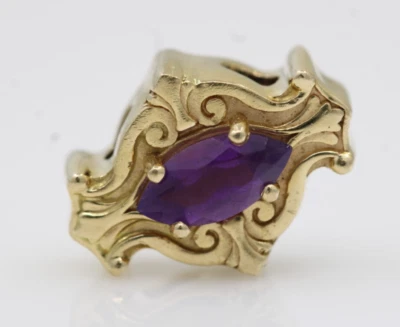 14K 黄金紫水晶手链幻灯片小饰品 2.4 克 — 第 1/4 张图片