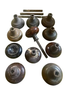Vintage Antique Salvage Lot Of 11 Swirl Porcelain & Brass Door Knobs Mixed Combo - Picture 1 of 7