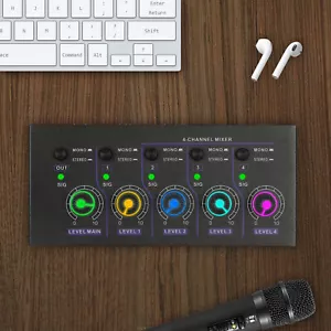 Mezclador de línea de 4 canales soporte mono mesa de mezclas de audio estéreo mezclador mezclador de audio - Imagen 1 de 20