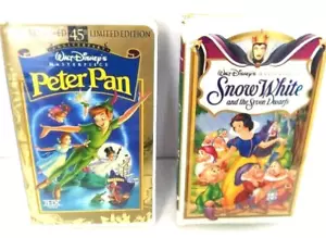 VHS Disney Movies Peterpan Snow White Pocahontas Alice In Wonderland Set Of 4 - Picture 1 of 12