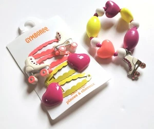 NWT Gymboree Girl "Bright and Beachy" Skate Heart Hair Clip Set Bracelet Set - Picture 1 of 4