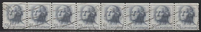 USA 1962-66 SC# 1229 - George Washington - Strip of  8 stamps - Used Lot # 203 - Image 1 of 2