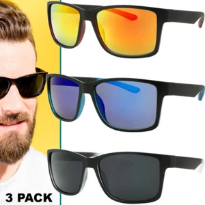 Mens Sunglasses Sport Wrap Color Mirror New Look Wrap 3 or 6 Pack Biker New Look - Picture 1 of 11