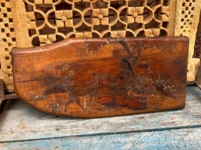 Antigua diosa Sita tallada a mano de madera antigua con panel colgante de pared figura de ciervo Foto 1 de 4