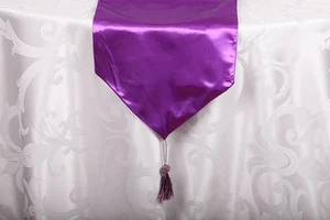 SATIN TABLE RUNNER WITH TASSEL DECORATIVE TABLE/BED PARTY WEDDING DINING - Imagen 1 de 14