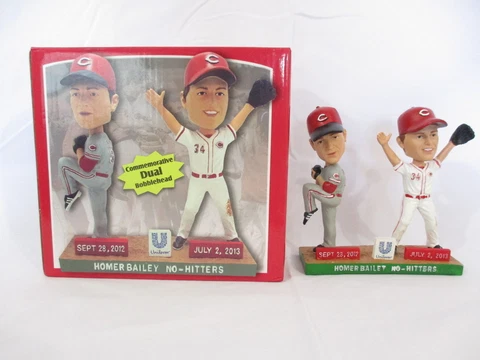 Homer Bailey Commemorative Dual Bobble Head, No Hitters Sponsored by Unilever Cover