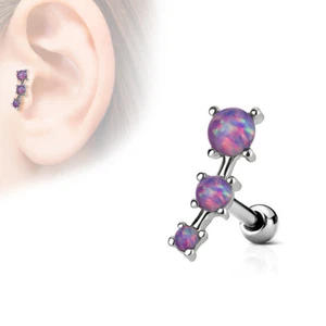 16 GA1/4" Opalite Flower Synthetic Opal Center Tragus Ear Cartilage Barbell A187 - Picture 1 of 7
