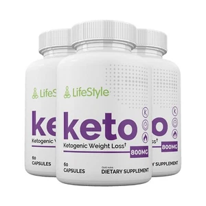 (3 Pack) LifeStyle Keto Pills, Max Strength Advanced Formula, 800mg, Made in USA - Picture 1 of 3