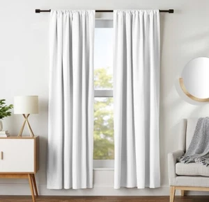 Amazon Basics Room Darkening  Blackout Curtains - 2 panels @ 42 x 84 - White NEW - Picture 1 of 5