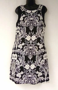 INC International Concepts Black White LARGE Floral Jacquard Cocktail Dress BP2 - Picture 1 of 8