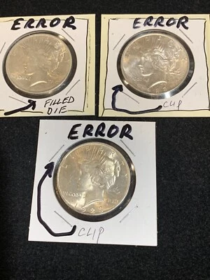 3 pc lot ERROR Morgan Dollars- CLIPPED AND FILLED DIE - Image 1 of 4