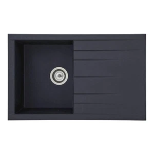 Fregadero empotrado Respekta Houston 80x50x21 cm, fregadero negro - Imagen 1 de 5