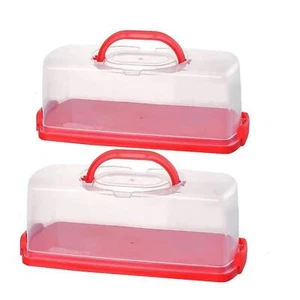 2 Pack Plastic Rectangular Loaf Cake Storage Container,Bread Keeper for Carry... - Picture 1 of 4
