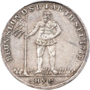 1718 HH German States Brunswick Calenberg Hannover Wildman 1/3 Taler, PCGS AU 55 - Picture 1 of 4