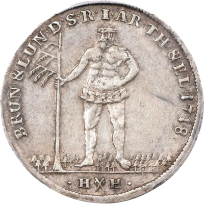 1718 HH German States Brunswick Calenberg Hannover Wildman 1/3 Taler, PCGS AU 55 - Image 1 of 4