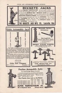 1908 Full page of Automobile Jacks Print-Ad / Buckeye-Globe-Peerless-Shawver - Picture 1 of 1