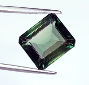 Natural Green Tourmaline Loose Gemstone 9.37 Ct Certified Emerald Cut Ring Size - Picture 1 of 10