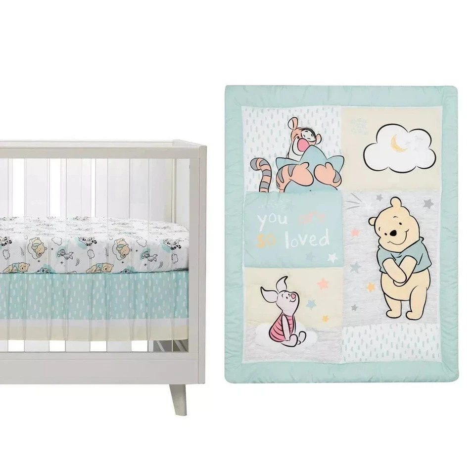 ¡Nuevo!¡GUAU! Juego de ropa de cama para cuna Winnie The Pooh Hugs de 3 piezas Bedtime Originals Foto 1 de 4