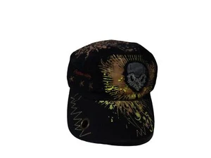 Original Vintage 3 Star Skull Graphic Army Style Cap Black Splash Art Hat NWT - Picture 1 of 7