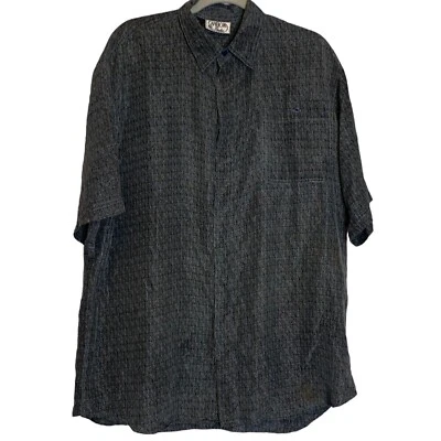 Cambio Italia Shirt Mens Large Silk Button Up Short Sleeve Lightweight Geometric - Image 1 of 4