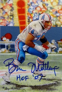 Von Bruce Matthews signierte Houston Oilers Goal Line Kunstkarte mit HOF - JSA mit Autogramm - Bild 1 von 3