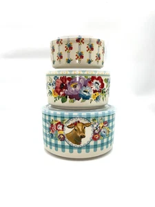 The Pioneer Woman Sweet Romance Blossoms 6 Stück 3 Schüsseln & Deckel Keramik Stapelschalen - Bild 1 von 15