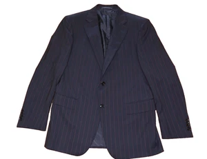 PAL ZILERI Navy Blue + Pink Stripe Super 150 Wool Blazer Jacket Mens Medium 40" - Picture 1 of 10
