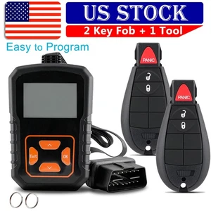 2 Remote Key Fob + Programmer For 08-13 Dodge Grand Caravan Jeep Grand Cherokee - Picture 1 of 9