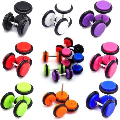 8 pares de aretes de acrílico barra medidores falsos kit tapones de imitación 16 piezas Foto 1 de 4