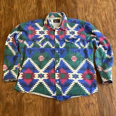 Vintage Men’s Panhandle Slim Aztec Button Up Shirt, Small - Image 1 of 4