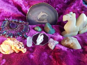 Gemischte Kristalle Edelsteine, Amethyst Delfin, Kristalle, Jade, Onyx usw. - Bild 1 von 14
