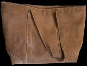 Mulholland Brothers Lariat Brown Leather Shopper's Zippered Tote Bag - Picture 1 of 8