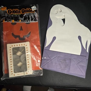1990 Sealed Halloween Goblin Guides Pumpkin Bag Luminary 6 Candles USA + Ghosts - Foto 1 di 9