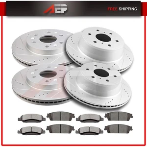 For 2015-2018 GMC Yukon XL Front Rear Brake Disc Rotors And Ceramic Pads Drill - Picture 1 of 15