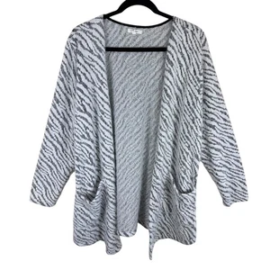 Maglione cardigan aperto manica lunga sfocato stampa zebrata nero bianco Maurices taglia 1X - Foto 1 di 6