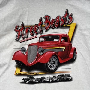 T-shirt vintage Street Beasts uomo taglia XL Hot Rods Jensen Activewear etichetta - Foto 1 di 11