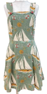 Vintage 90s Ralph Lauren Sport Dress One-Piece Linen – Sailboat Print – Size 8 - Picture 1 of 13