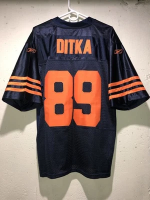 罕见 REEBOK Mike Ditka #89 芝加哥熊蓝色橙色球衣 STITCHED 男式 48 码 — 第 1/4 张图片