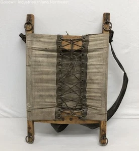 Mochila de madera vintage con marco de mochila con correas de transporte de cuero - Imagen 1 de 7