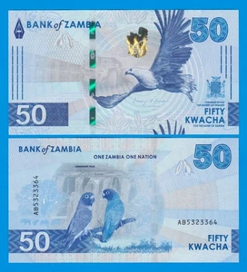 Sambia 50 Kwacha P 64 Neu 2024 (2025) UNC Papageien - Bild 1 von 1