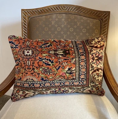 Vintage 1950s Anatolian Tapestry Rug Pillow Vespucci Rug Style Kilim Rug Pillows - Image 1 of 4