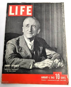 LIFE Magazine January 4 1943 Jimmy Byrnes WWII “Assistant President” Cover - Bild 1 von 1