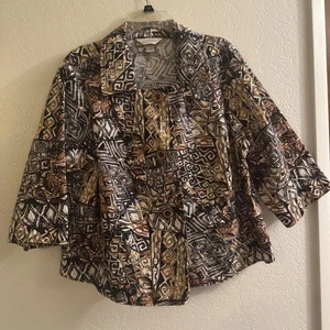 CJ Banks Jacke Damen 1X Abstraktes Muster Knopfleiste 3/4 Arm Blazer Oberteil - Bild 1 von 6