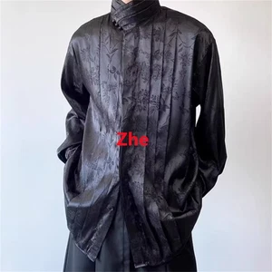Neu Chinesischer Stil Langarm Hemd Yamamoto-Stil Freizeit Herrenhemd - Bild 1 von 8