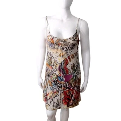 Vintage Y2K Babydoll Tattoo Dress Size Medium Ed Hardy Style Whimsigoth  - image 1 of 4