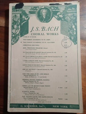 J.S. Bach St Matthew Passion Vocal Score Sheet Music for Piano Chorus & Soloists - Image 1 of 4