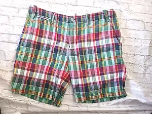 Ralph Lauren Indian Madras Check Shorts Green Red Yellow Size W35 - Picture 1 of 13